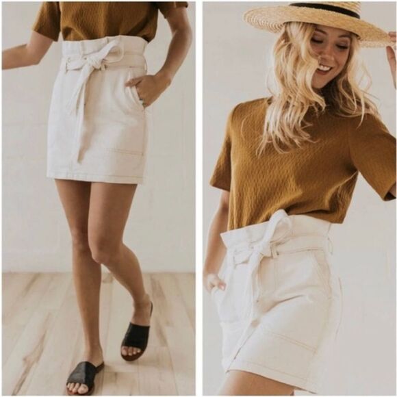 FREE PEOPLE | Splendor the Grass Belted Paper Bag Waist Skirt Women’s Size 0 - Picture 1 of 12